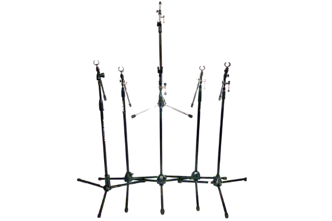 Various Boom Mic Stands W/Cordless Mic Clips