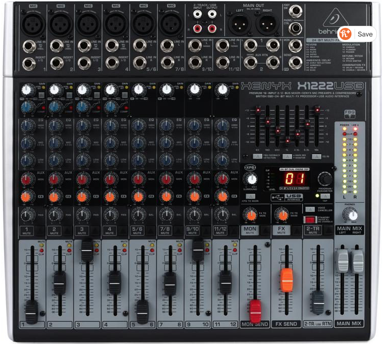 Behringer Xenyx X1222USB Mixer with USB and Effects