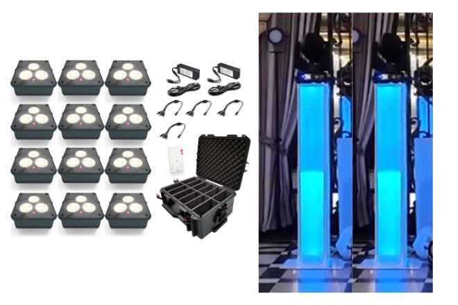 Uplights and Moving Heads on Totems Package