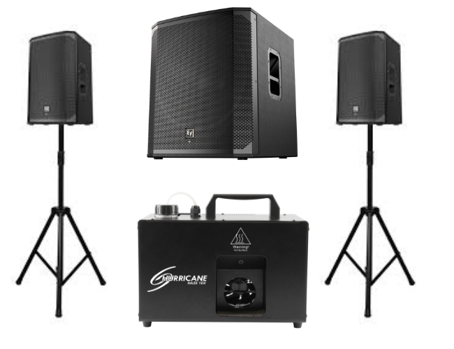 Two Speaker, Two Sub &  6 Uplights