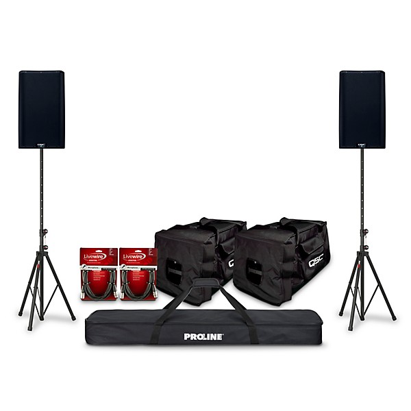 QSC K12.2 12" (XLR Cable, Stand, Carrying pack included) - Single or Pair Rental